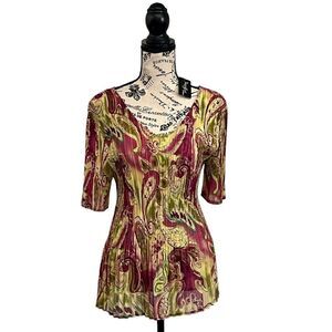 magic scarf company Pleated One Size Stretch Satin Blouse O/s Classic Modest